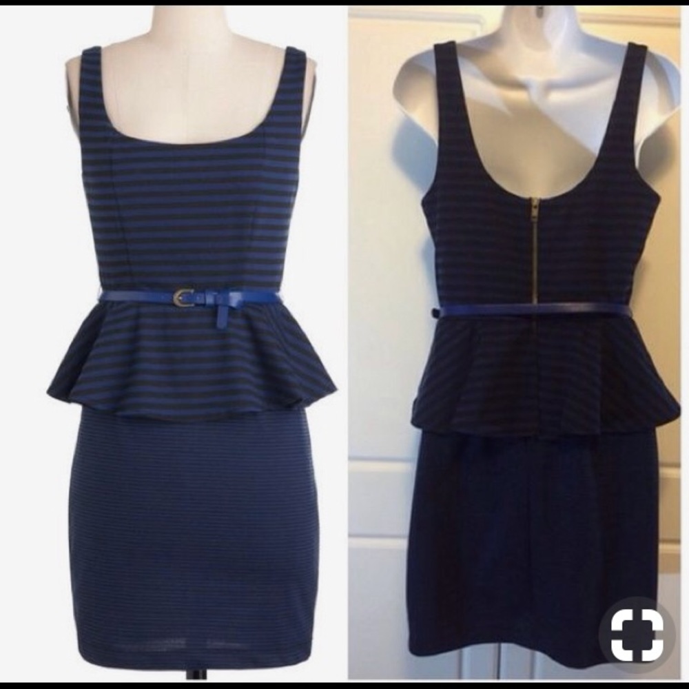 Black and Blue stripe ModCloth peplum dress